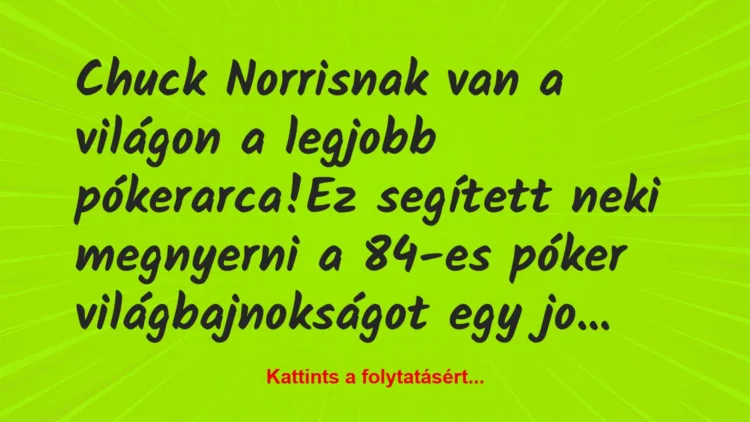 Vicc: Chuck Norrisnak van a világon a legjobb pókerarca!

Ez segített…