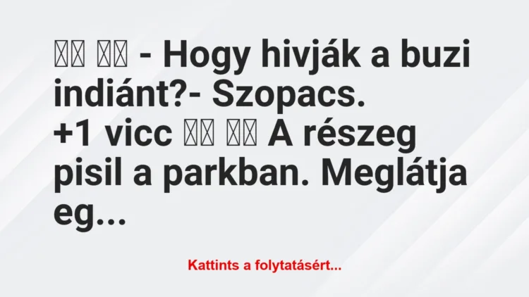 Vicc: 
		  
		  – Hogy hivják a buzi indiánt?- Szopacs.		…