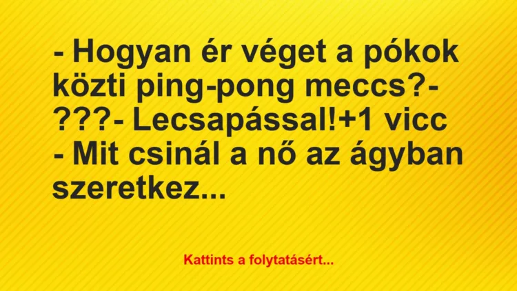 Vicc: – Hogyan ér véget a pókok közti ping-pong meccs?

– ???

-…