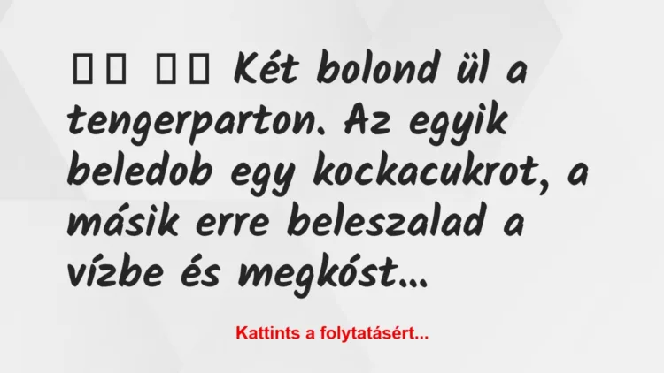 Vicc: 
		  
		  Két bolond ül a tengerparton. Az egyik beledob…