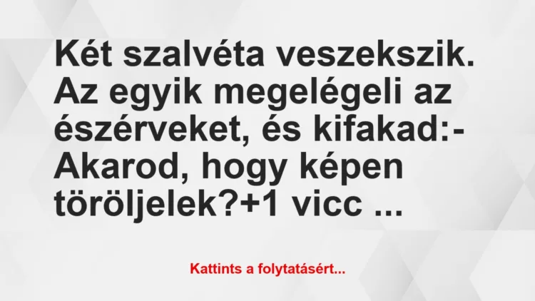 Vicc: Két szalvéta veszekszik. Az egyik megelégeli az észérveket, és…