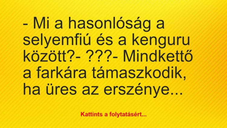 Vicc: – Mi a hasonlóság a selyemfiú és a kenguru között?

– ???

-…