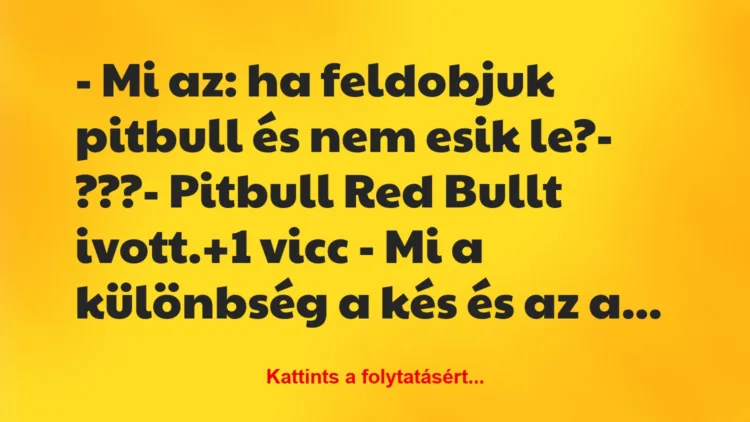 Vicc: – Mi az: ha feldobjuk pitbull és nem esik le?

– ???

-…