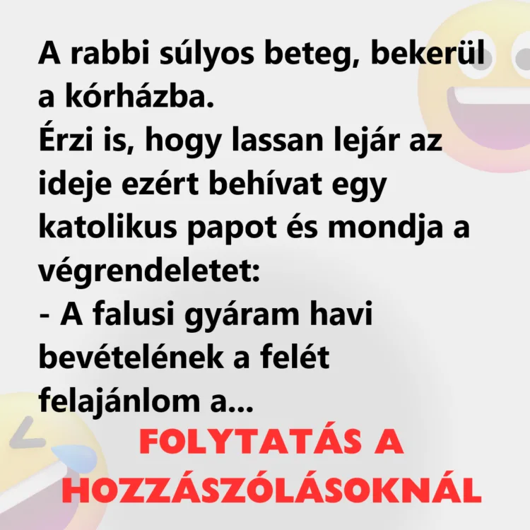 Vicc: A rabbi súlyos beteg, bekerül a kórházba