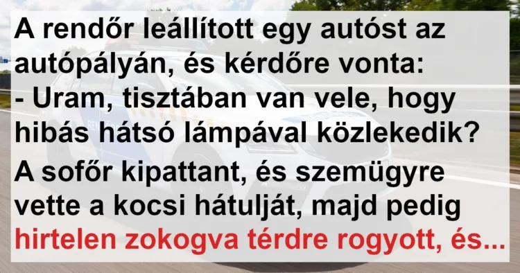 Vicc: A rendőr leállított egy autóst az autópályán