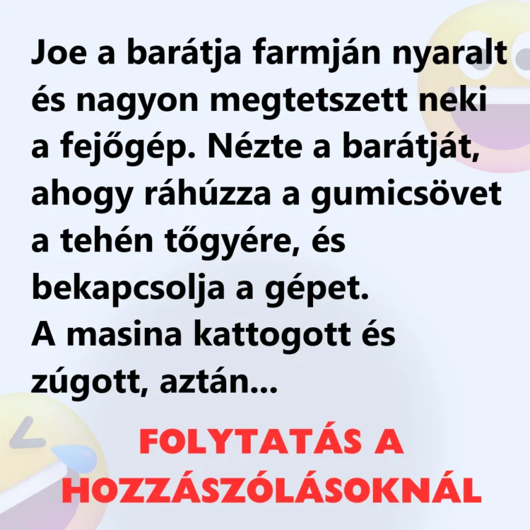 Vicc: Joe a barátja farmján nyaralt