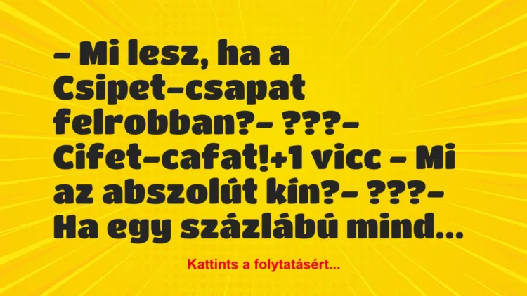 Vicc: – Mi lesz, ha a Csipet-csapat felrobban?

– ???

-…