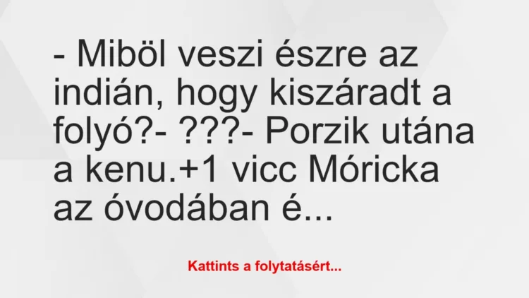 Vicc: – Miböl veszi észre az indián, hogy kiszáradt a folyó?

-…