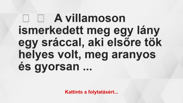 Vicces történet: 
	    	    


A villamoson ismerkedett meg egy lány …