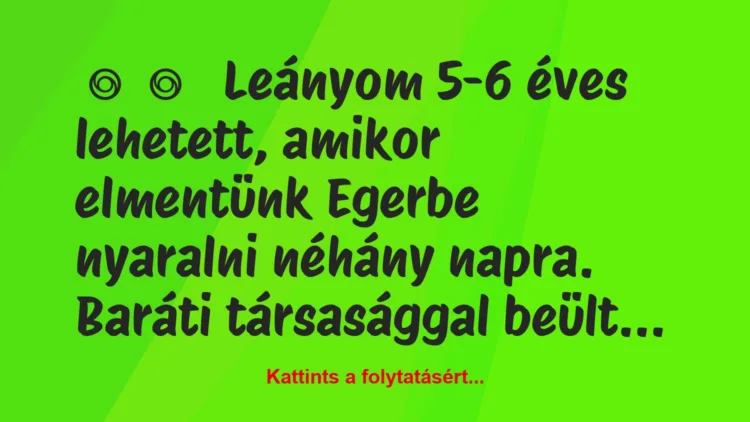 Vicces történet: 
	    	    


Leányom 5-6 éves lehetett, amikor…