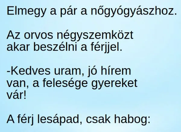 Vicc: Elmegy a pár a nőgyógyászhoz. Az orvos négyszemközt akar…