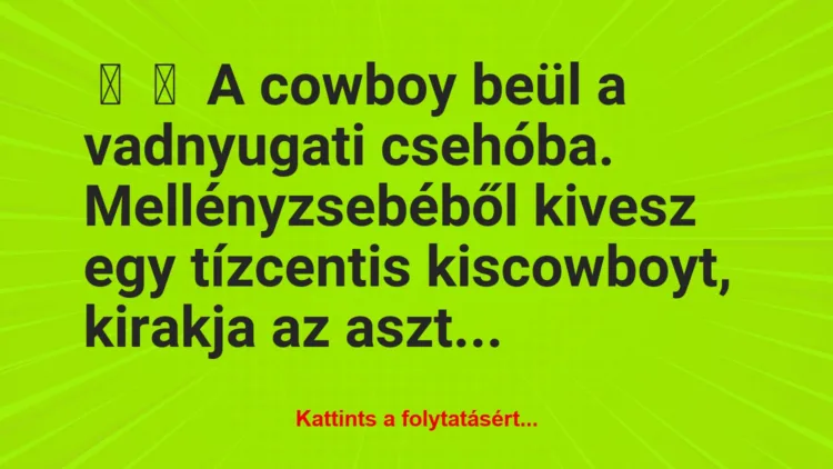 Vicc: 
	    	    A cowboy beül a vadnyugati csehóba.


Mellényzsebéből …