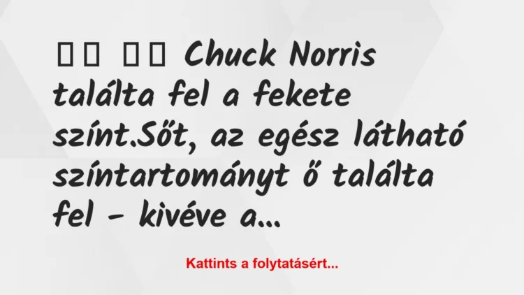 Vicc: 
		  
		  Chuck Norris találta fel a fekete színt.Sőt, az…