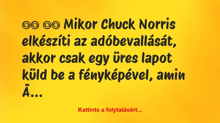 Vicc: 
		  
		  Mikor Chuck Norris elkészíti az adóbevallását,…