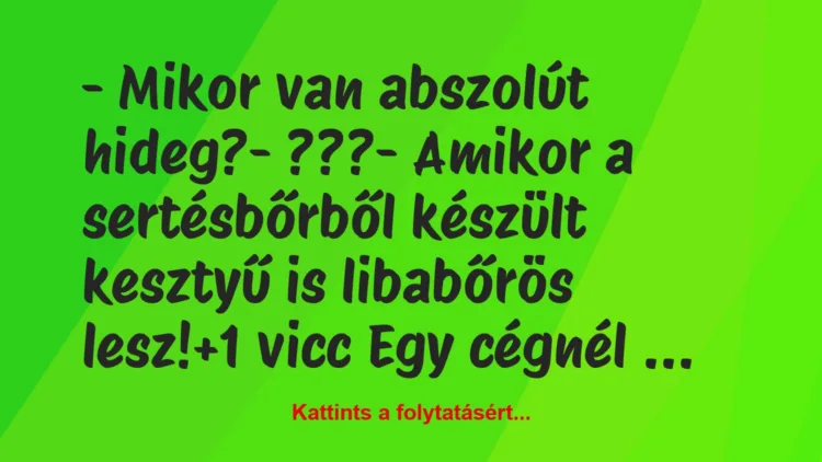 Vicc: – Mikor van abszolút hideg?

– ???

– Amikor a sertésbőrből…