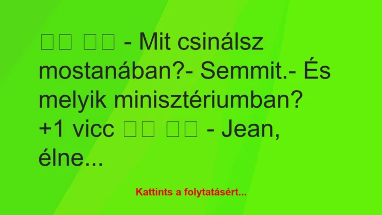 Vicc: 
		  
		  – Mit csinálsz mostanában?- Semmit.- És…