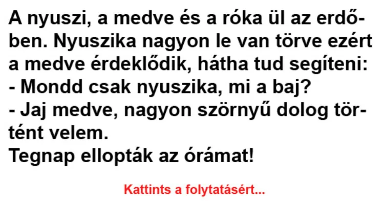 Vicc: A nyuszi, a medve és a róka ül az erdőben –