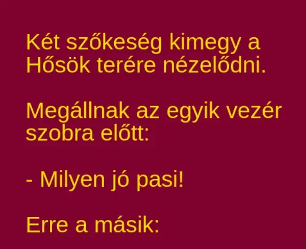 Vicc: Két szőkeség kimegy a Hősök terére nézelődni