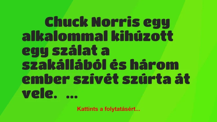 Vicc: 
		  
		  Chuck Norris egy alkalommal…