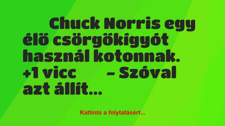 Vicc: 
		  
		  Chuck Norris egy élő csörgőkígyót használ…