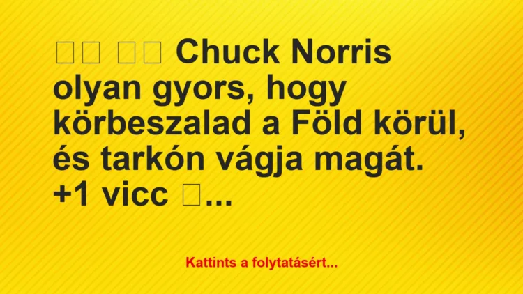 Vicc: 
		  
		  Chuck Norris olyan gyors, hogy körbeszalad a Föld…