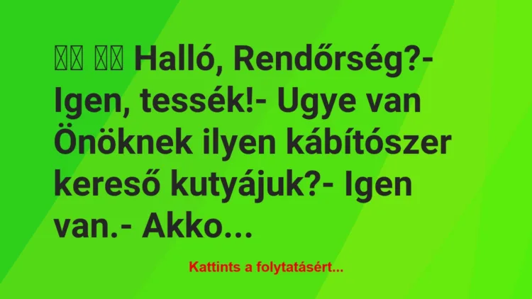 Vicc: 
		  
		  Halló, Rendőrség?- Igen,…