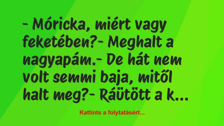 Vicc: – Móricka, miért vagy feketében?

– Meghalt a…